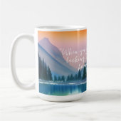 何も禅の引用文平和な湖のシーンを欠いている コーヒーマグカップ (左)