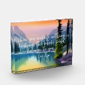 何も禅の引用文平和な湖のシーンを欠いている フォトブロック (左)