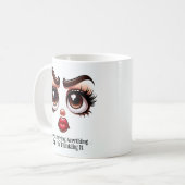何も言わずとも美しい目つきの面白い顔 コーヒーマグカップ (正面左)