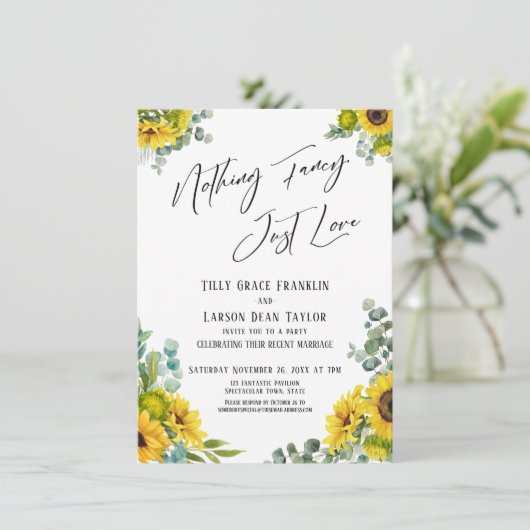 何も、ファンシーちょうど愛ユーカリひまわり花 招待状 (スタンド正面)