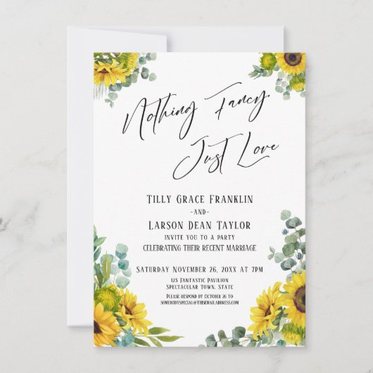 何も、ファンシーちょうど愛ユーカリひまわり花 招待状 (正面)