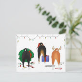 何もBasenjiのクリスマスを接合しません シーズンポストカード (スタンド正面)