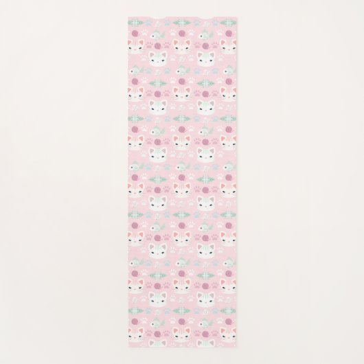 何よカッコいい、ピンクとミントの子ネコ ヨガマット (正面)