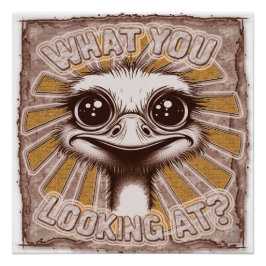 何を見てる？ダチョウ光沢ポスター ポスター