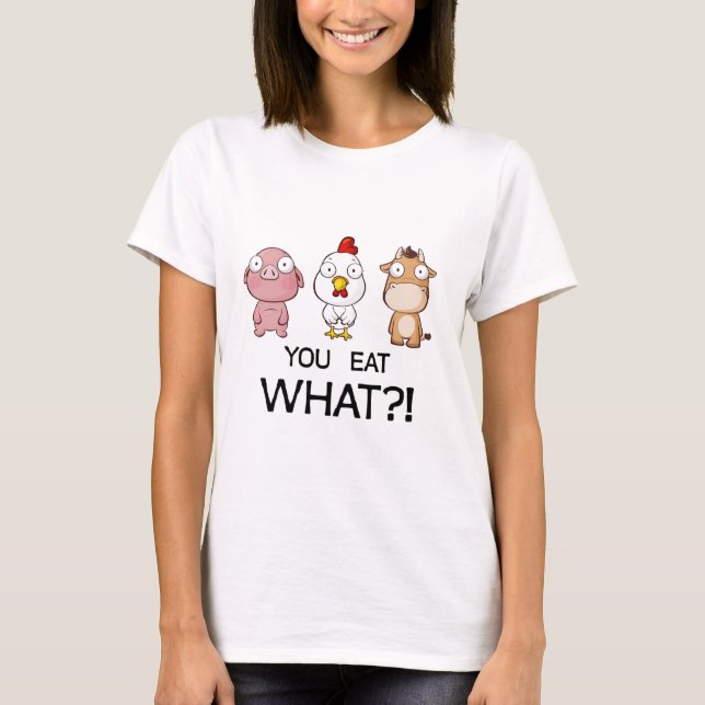 何を食べていますか。! -何を食べますか。! -動物 Tシャツ (正面)