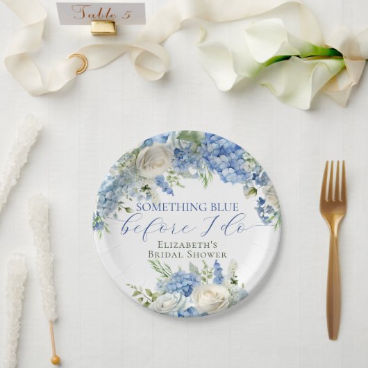 何エレガントかブルーアジサイブライダルシャワー ペーパープレート (ウェディング)