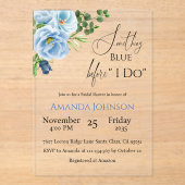 何エレガントか青いフローラブライダルシャワー アクリル招待状 (正面)