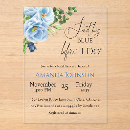 何エレガントか青いフローラブライダルシャワー アクリル招待状