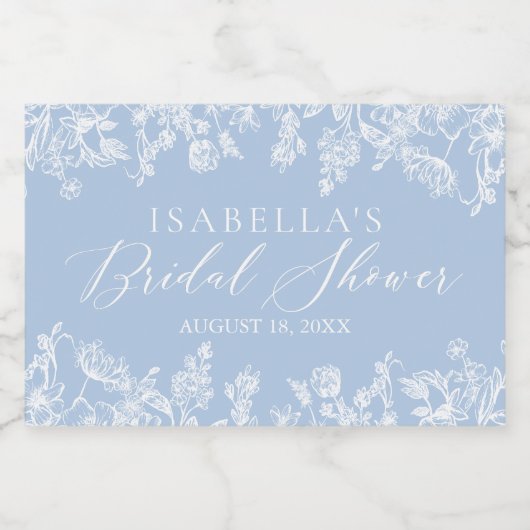 何エレガントか青いフローラブライダルシャワー スパークリングワインラベル (シングルラベル)