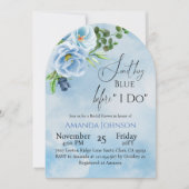 何エレガントか青いフローラブライダルシャワー 招待状 (正面)