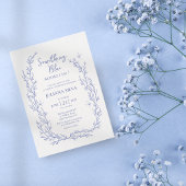何エレガントか青いフローラブライダルシャワー 招待状