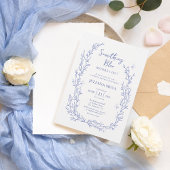 何エレガントか青いフローラブライダルシャワー 招待状