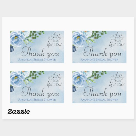 何エレガントか青いフローラブライダルシャワー 長方形シール (シート)