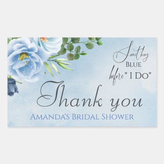 何エレガントか青いフローラブライダルシャワー 長方形シール (正面)