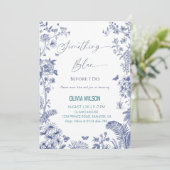 何エレガントか青いブライダルシャワーモダンフローラ 招待状 (スタンド正面)