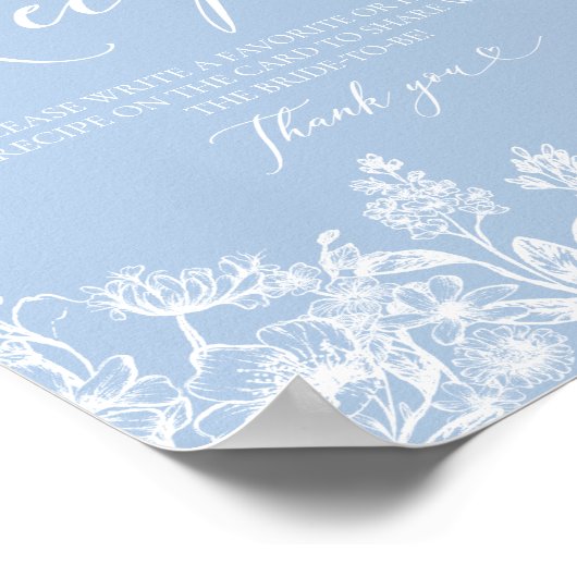 何エレガントか青いブライダルシャワーレシピカード ポスター (角)