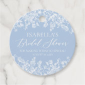 何エレガントか青いヴィンテージブライダルシャワー フェイバータグ (正面)