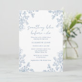 何エレガントか青いヴィンテージブライダルシャワー 招待状 (スタンド正面)