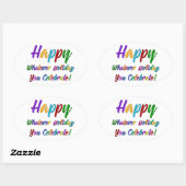 何カラフルの休日を楽しん祝だ! 楕円形シール (シート)