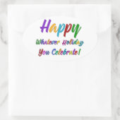 何カラフルの休日を楽しん祝だ! 楕円形シール (バッグ)