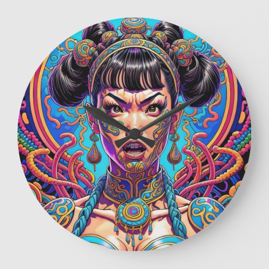 何サイケデリックと言え！アート ラージ壁時計 (正面)