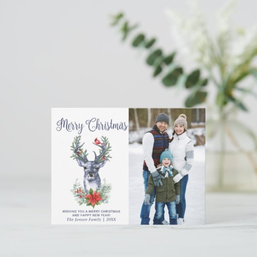 何シンプル年メリークリスマスグリーティングホリダ シーズンポストカード (スタンド正面)