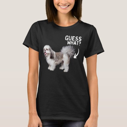 何シーズー（犬）Tzuお尻!おもしろい犬ママパパレスク Tシャツ (正面)