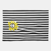 何ストライプ色だ！スカルひまわり茶タオル キッチンタオル (横)