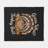 何ターキーお尻感謝祭おもしろい フリースブランケット (正面(横))