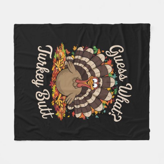 何ターキーお尻感謝祭おもしろい フリースブランケット (正面(横))