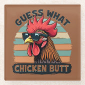何チキンお尻おもしろいレトロ ガラスコースター (正面)