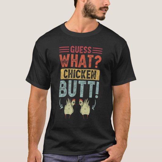 何チキンお尻チキンジョークレトロビンタグ Tシャツ (正面)