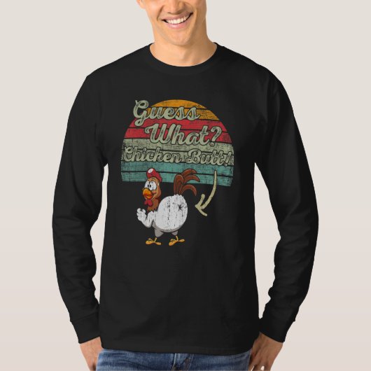 何チキンお尻チキンジョークレトロビンタグ Tシャツ (正面)
