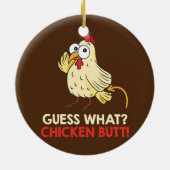 何チキンお尻チキン農家 セラミックオーナメント (裏面)
