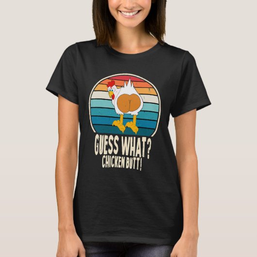 何チキンお尻ホワイトデザインジョーク Tシャツ (正面)