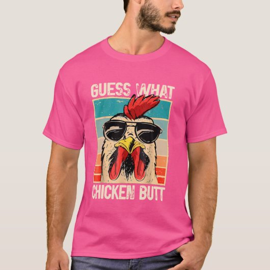 何チキンお尻 – チキンおもしろいミーム Tシャツ (正面)