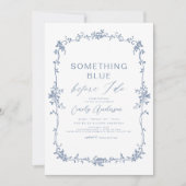 何ビクトリアンか青いフランスのブライダルシャワー 招待状 (正面)