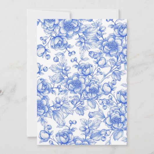 何ビクトリアンか青いブライダルシャワー 招待状 (裏面)