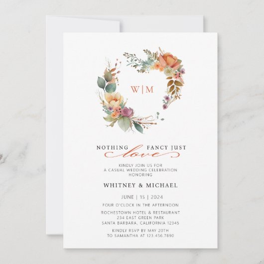 何ファンシーもモノグラムを愛してカジュアルい結婚ない 招待状 (正面)