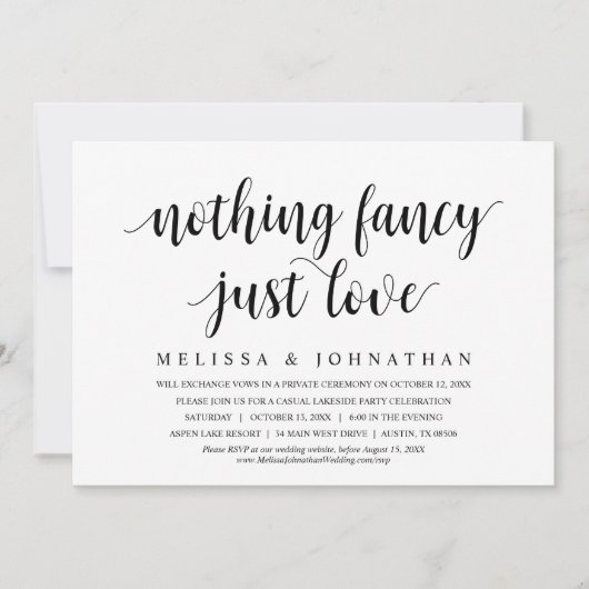 何ファンシーも好きじゃない結婚の駆け落ちディナー 招待状 (正面)