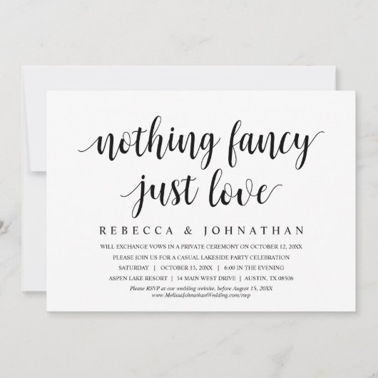 何ファンシーも好きじゃない結婚の駆け落ちディナー 招待状 (正面)