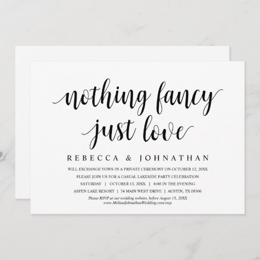 何ファンシーも好きじゃない結婚の駆け落ちディナー 招待状 (正面/裏面)