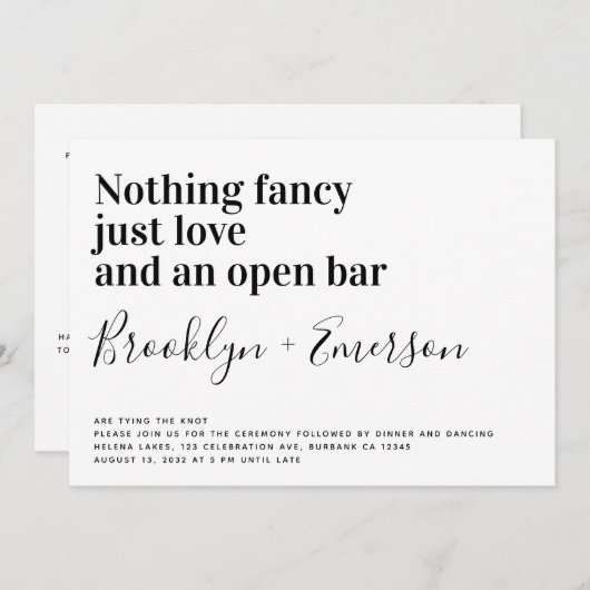 何ファンシーも愛しおもしろいた詳細結婚 招待状 (正面/裏面)