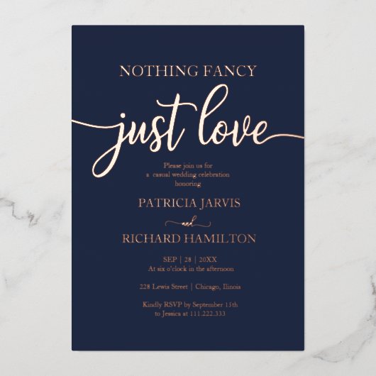 何ファンシーも愛しカジュアル結婚ない 箔招待状 (正面)