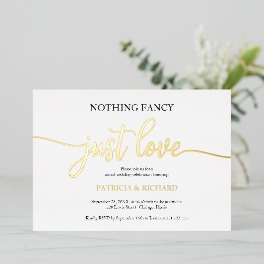 何ファンシーも愛しカジュアル結婚ない 箔招待状 (立ち正面)