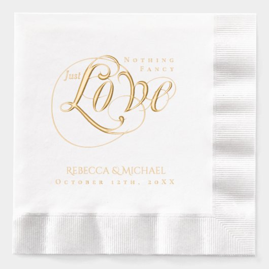 何ファンシーも愛しパーソナライズされた結婚ない 箔ナプキン (正面)