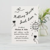 何ファンシーも愛しフランスのて手書き結婚の 招待状 (スタンド正面)