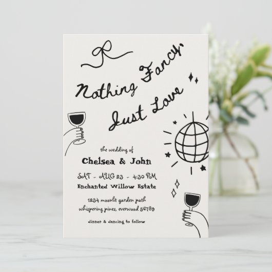 何ファンシーも愛しフランスのて手書き結婚の 招待状 (スタンド正面)