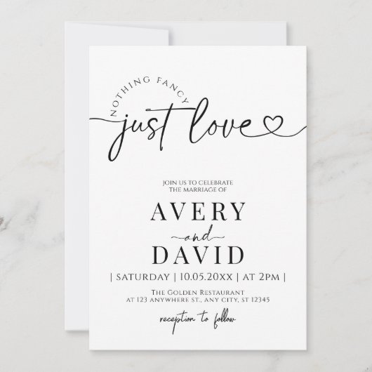 何ファンシーも愛しミニマル結婚ない 招待状 (正面)