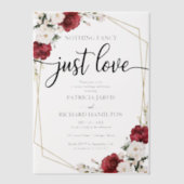 何ファンシーも愛し結婚てBurgundy幾何学的 ベラム紙招待状 (正面)